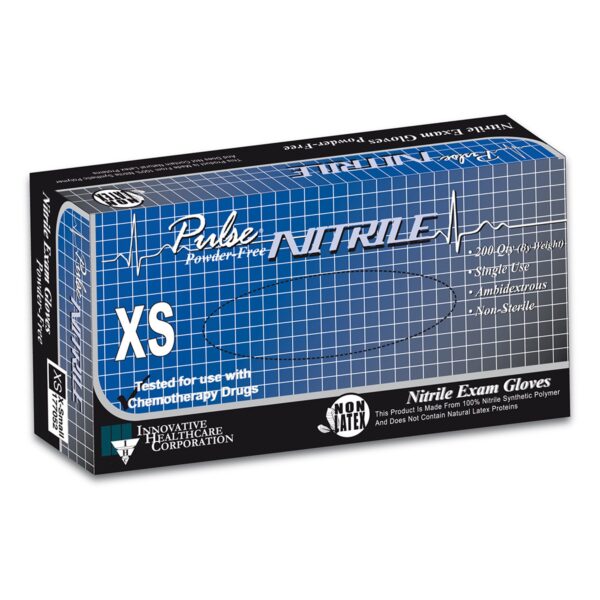 Pulse Nitrile Exam Gloves X-Small by Brand - Chemotherapy and Fentanyl Tested, Textured Fingertips, Aqua Blue - Image 2