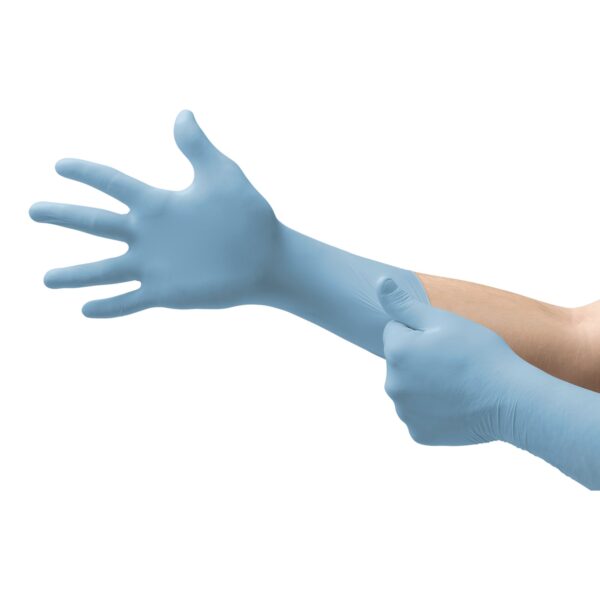 Exam Glove Integra EC Medium NonSterile Nitrile with Extended Cuff - Blue, Part N872 - Image 2