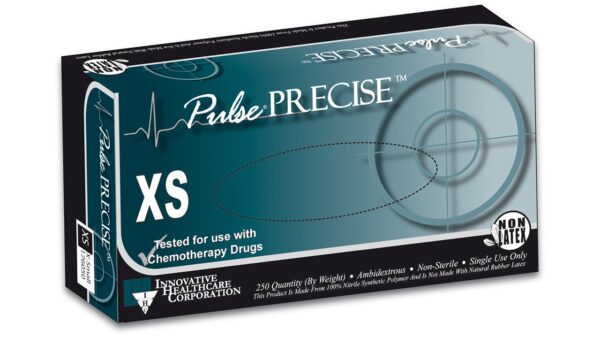 Pulse PRECISE X-Small Non-Sterile Nitrile Exam Gloves by Brand 176050 - Textured Fingertips, Aqua Blue, Chemo & Fentanyl Tested