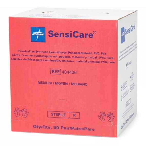 SensiCare? Medium Sterile Exam Gloves - Stretch Vinyl Material, Beige, Standard Cuff Length - Image 5