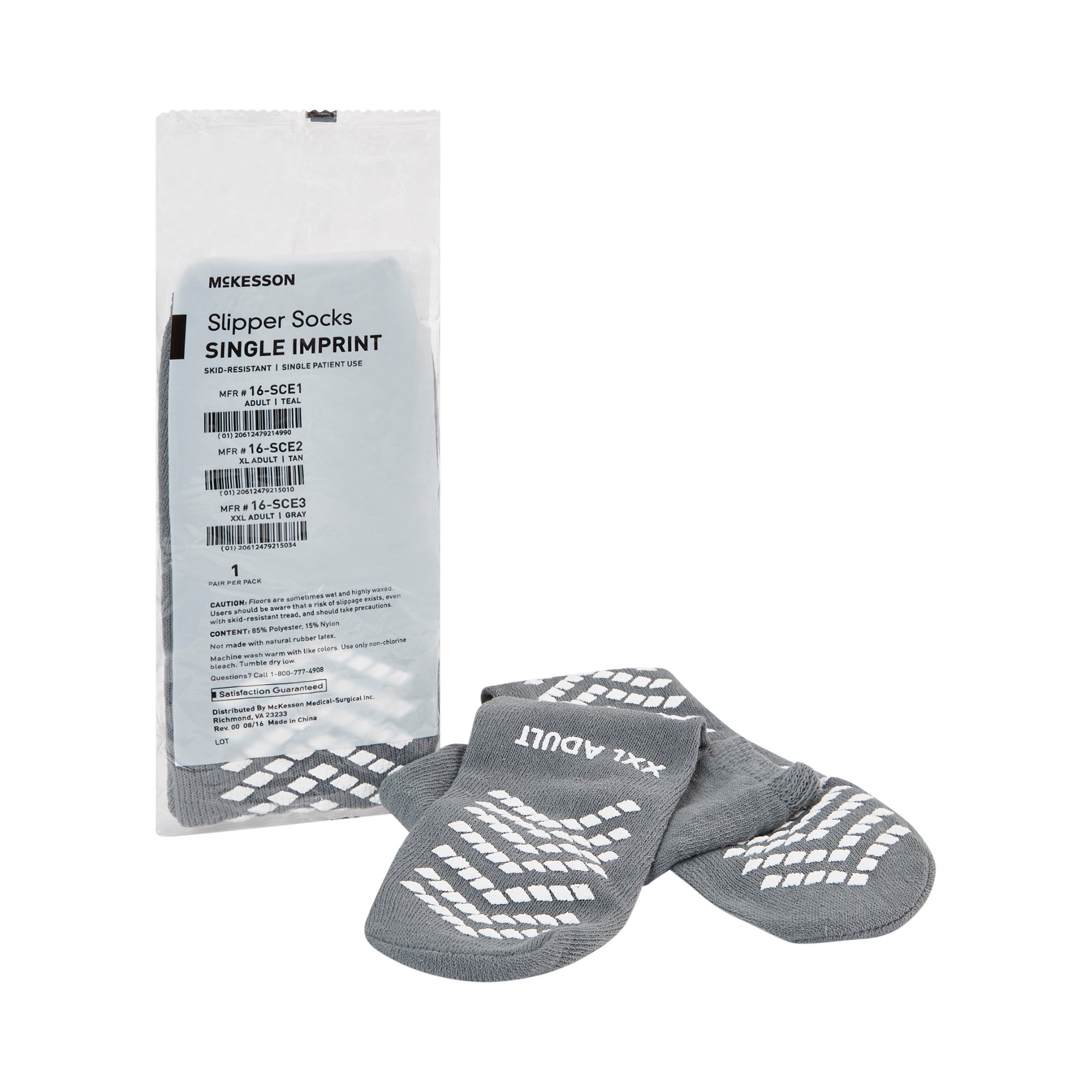McKesson Unisex Adult 2X-Large Slipper Socks with Safety Tread * Gray, Part Number 16-SCE3