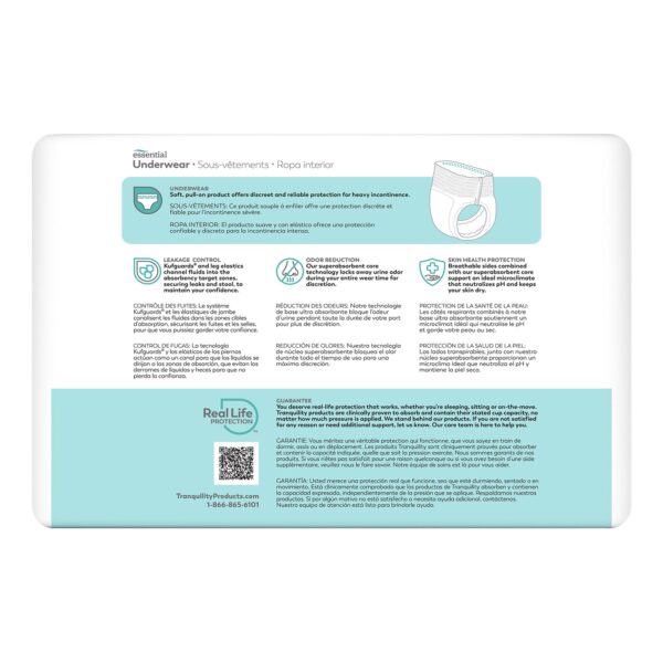 Tranquility Essential Unisex Adult Absorbent Underwear - X-Small, Heavy Absorbency, Pull-On with Tear-Away Seams - Image 2