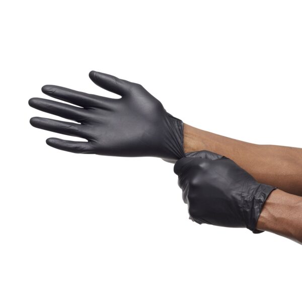 Microflex MidKnight X-Large Black Nitrile Exam Gloves * Textured, Fentanyl Tested, 9.6-Inch Length - Image 3