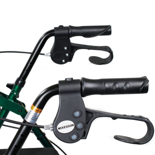 McKesson 4-Wheel Green Rollator with Adjustable Height and Folding Aluminum Frame - Image 4