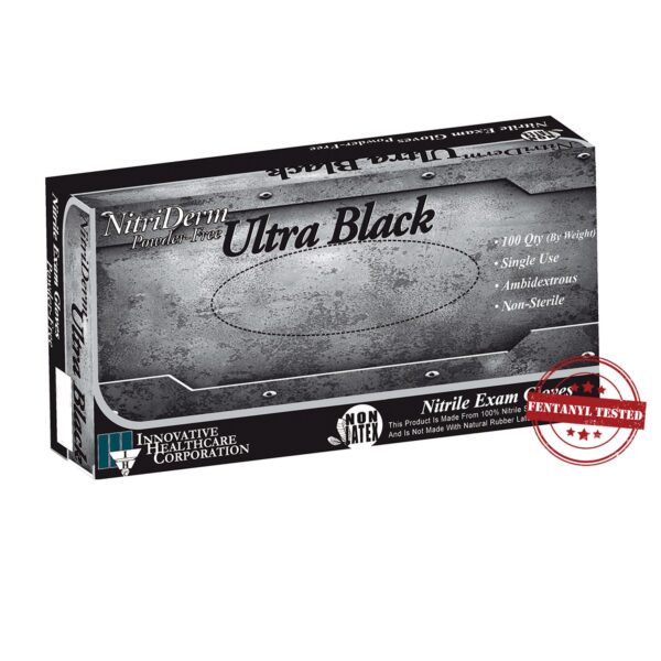 Nitrile Exam Glove NitriDerm Ultra Black Large * Textured Fingertips, Non-Sterile, Standard Cuff by Brand 187300 - Image 2