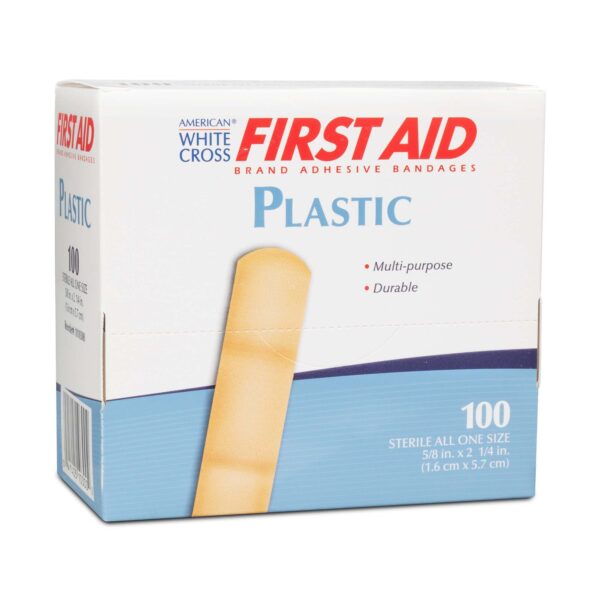 American White Cross 668783 Sterile Adhesive Bandages - 5/8 x 2-1/4 Inch Plastic Strips - Image 2