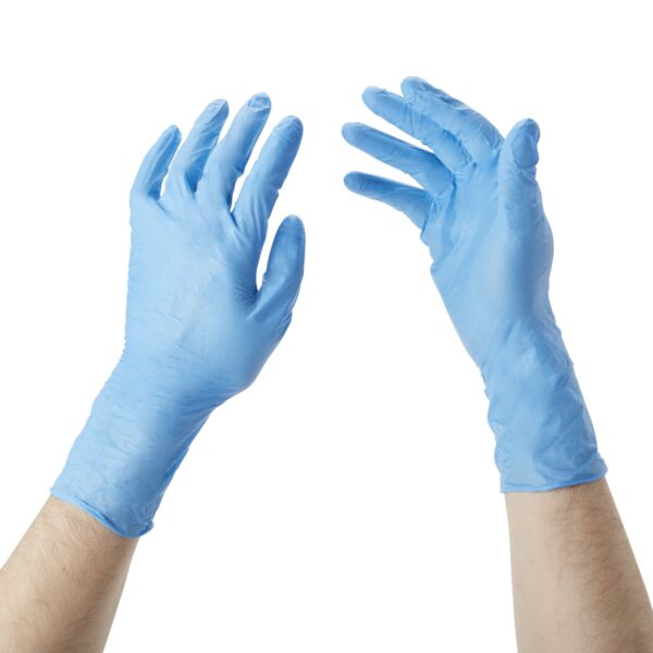 McKesson Confiderm 14-680C Extra Large Nitrile Exam Gloves with Extended Cuff and Textured Fingertips - Image 9
