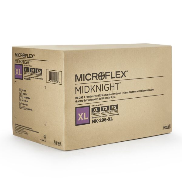 Microflex MidKnight X-Large Black Nitrile Exam Gloves * Fentanyl and Acid Tested, Fully Textured, 9.6 Inch Length - Image 4