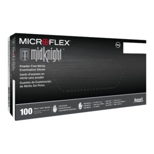 Microflex MidKnight 2X-Large Nitrile Exam Gloves - Black, Fentanyl and Acid Tested, Fully Textured, 9.6 inches