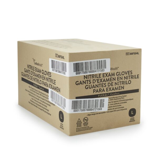 FLEXAL Comfort Large Nitrile Exam Gloves with Textured Fingertips - Blue, Chemo Tested (Part No. 88FS04L) - Image 6