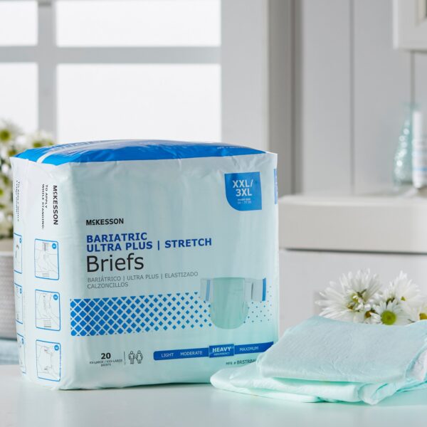 McKesson Ultra Plus Stretch Unisex Adult Incontinence Brief - 2X-Large / 3X-Large, Bariatric Size (Part Number: BRSTRBAR) - Image 8