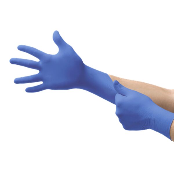 Microflex Ultraform X-Small Nitrile Exam Gloves - Non-Sterile, Textured Fingertips, Powder-Free, Blue, Standard Cuff - Image 2