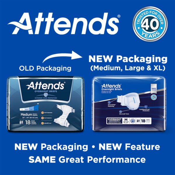 Attends Unisex Adult Overnight Incontinence Brief DDEW20 * Medium Heavy Absorbency - Image 3