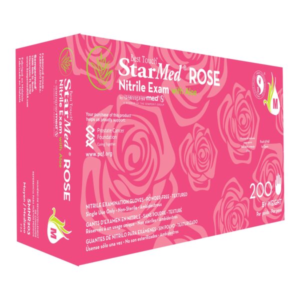 StarMed Rose SMNR203 Medium Pink Nitrile Exam Gloves with Smart Dispense Technology
