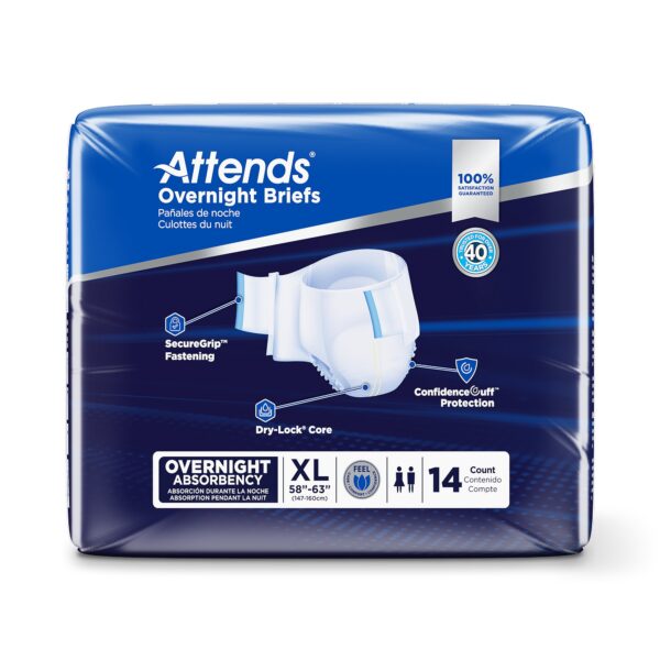 Attends Unisex Adult Overnight Incontinence Brief X-Large - Heavy Absorbency, DDEW40 - Image 2