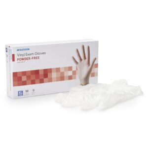 McKesson Confiderm X-Large Vinyl Exam Gloves - Clear, Non-Sterile, Standard Cuff