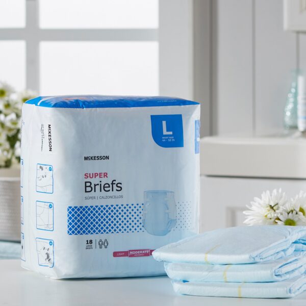 McKesson Unisex Adult Incontinence Brief Large - Moderate Absorbency, Size Fits 44-58 Inches Waist - Image 8