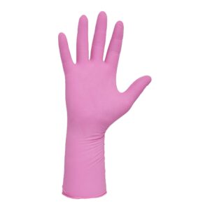 Halyard Health Exam Glove Pink Underguard Medium NonSterile Nitrile with Extended Cuff and Textured Fingertips - Part #47454
