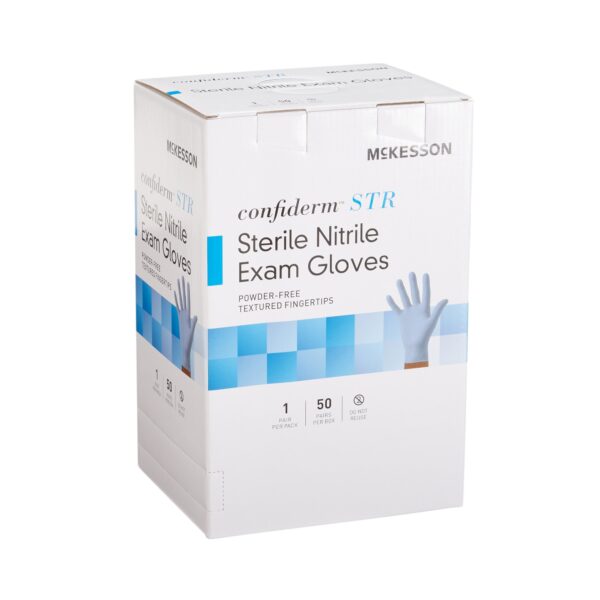 McKesson Confiderm STR Medium Nitrile Exam Gloves with Textured Fingertips and Standard Cuff - Image 6