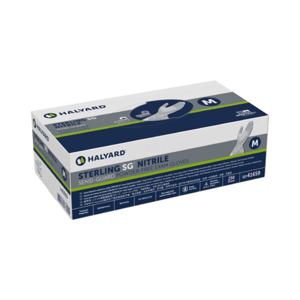 Sterling SG Medium Nitrile Exam Gloves - Gray, Chemo Tested, Textured Fingertips - Image 2