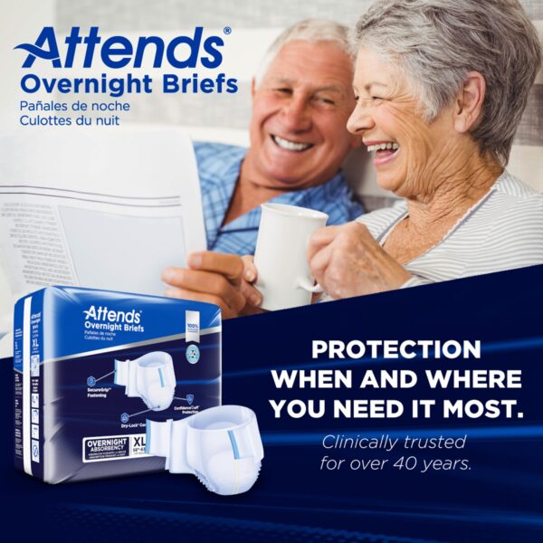 Attends Unisex Adult Overnight Incontinence Brief X-Large - Heavy Absorbency, Model DDEW40 - Image 9