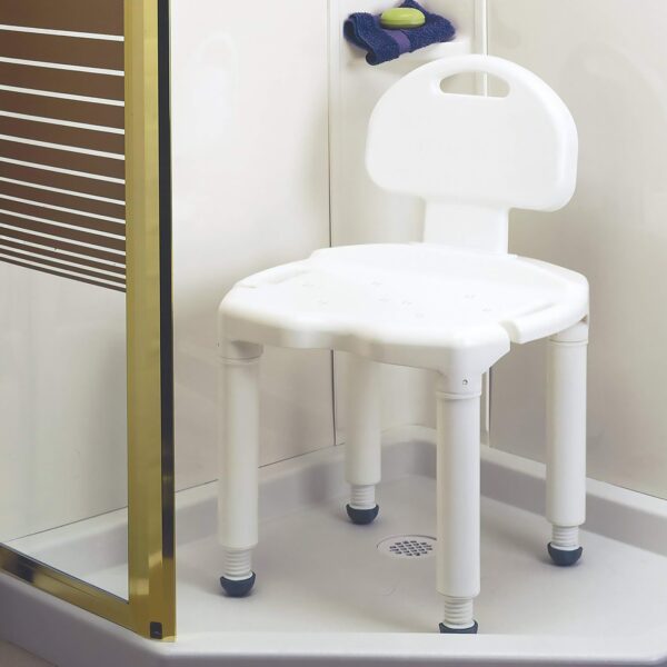 Carex Bath Bench with Backrest and 21-Inch Seat Width - Supports up to 400 lbs - Image 2