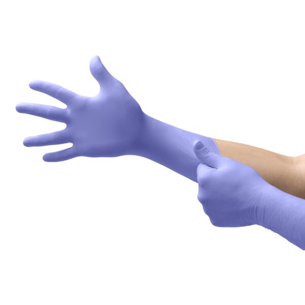 Supreno EC 2X-Large Blue Nitrile Exam Gloves with Extended Cuff and Textured Fingertips - Chemo and Fentanyl Tested - Image 2