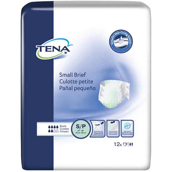 TENA Small Unisex Adult Incontinence Brief - Moderate Absorbency, Disposable, Model 66100 - Image 2