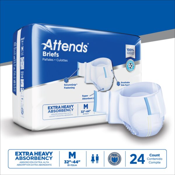 Attends Care Advanced Unisex Adult Incontinence Brief DDP20 * Heavy Absorbency, Medium Size - Image 10