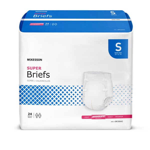 McKesson Unisex Adult Incontinence Brief Small - Moderate Absorbency, Disposable, Part BR30642