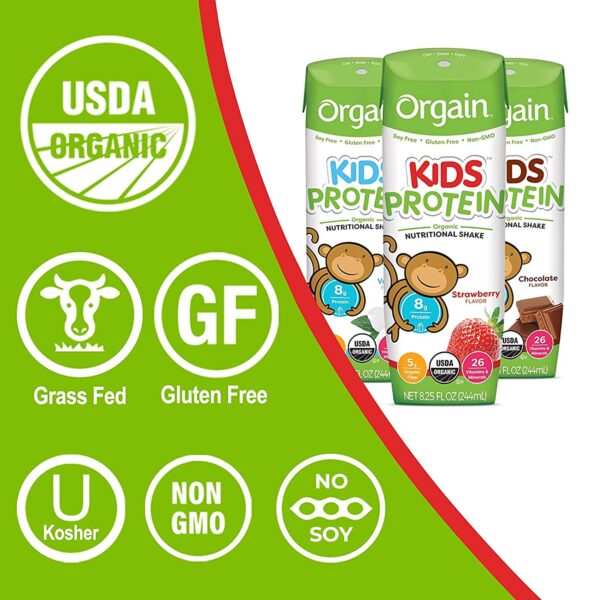 Orgain Kids Organic Strawberry Flavor Pediatric Nutritional Shake - 8.25 oz - Image 3