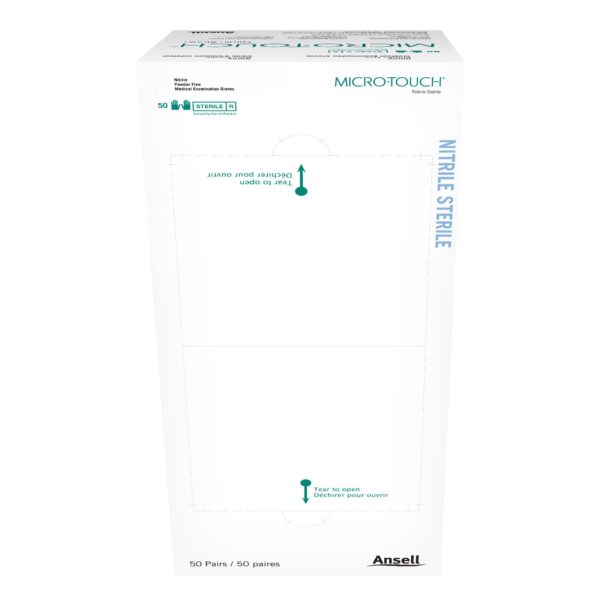 Micro-Touch Small Nitrile Exam Gloves with Extended Cuff and Textured Fingertips - Blue, Part 6034151 - Image 2