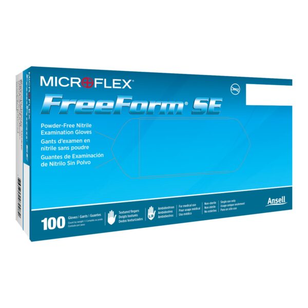 FreeForm SE Medium Nitrile Exam Gloves by FFS - Textured Fingertips, 9.6 Inch, Blue