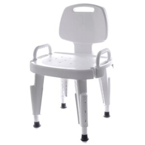 Maddak Bath Bench with Removable Arms and Backrest - 17 Inch Seat Width, Plastic Frame, Supports Up to 350 lbs