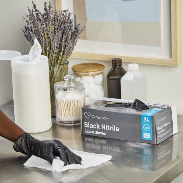 CareStock X-Large Black Nitrile Exam Gloves with Textured Finish - Chemical-Resistant, Fully Textured, Non-Sterile, Standard Cuff Length - Image 7