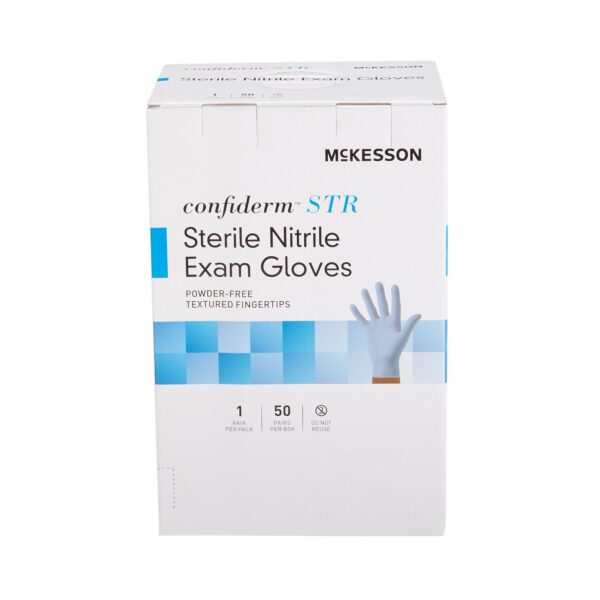 McKesson Confiderm STR Medium Nitrile Exam Gloves with Textured Fingertips and Standard Cuff - Image 5