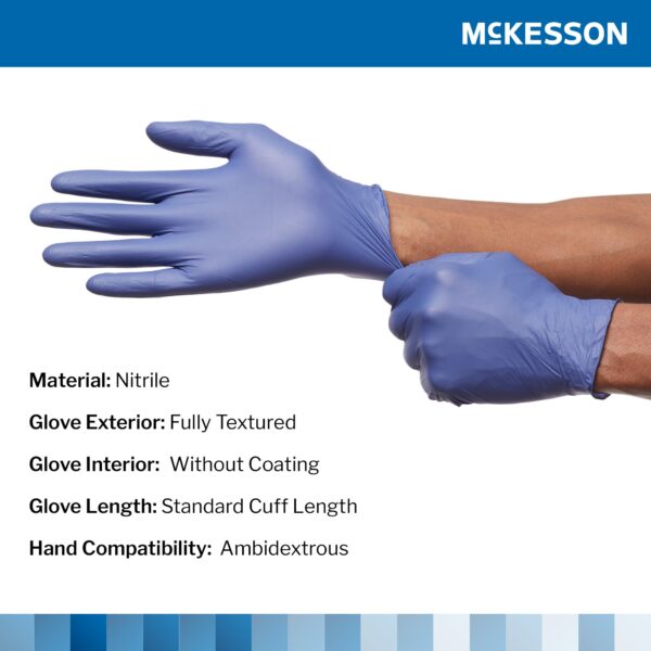 McKesson Confiderm LDC X-Large Nitrile Exam Gloves - Chemotherapy and Fentanyl Tested, Fully Textured Blue, Standard Cuff - Image 3