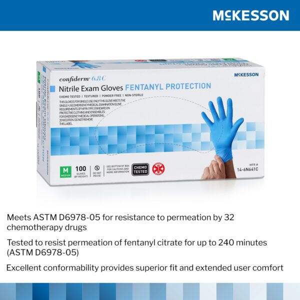 McKesson Confiderm 6.8C Medium NonSterile Nitrile Exam Gloves with Textured Surface and Fentanyl Resistance - Image 4