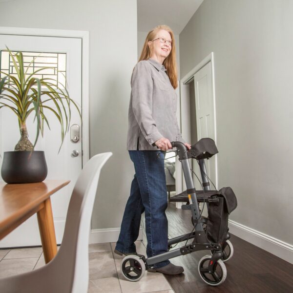 HealthSmart Gateway 4 Wheel Rollator in Titanium Gray * Adjustable Height, Lightweight Folding Aluminum Frame - Image 6
