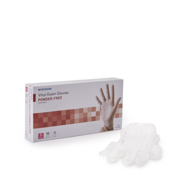 McKesson Confiderm Small Vinyl Exam Gloves - Clear, Ambidextrous, 50 Gloves