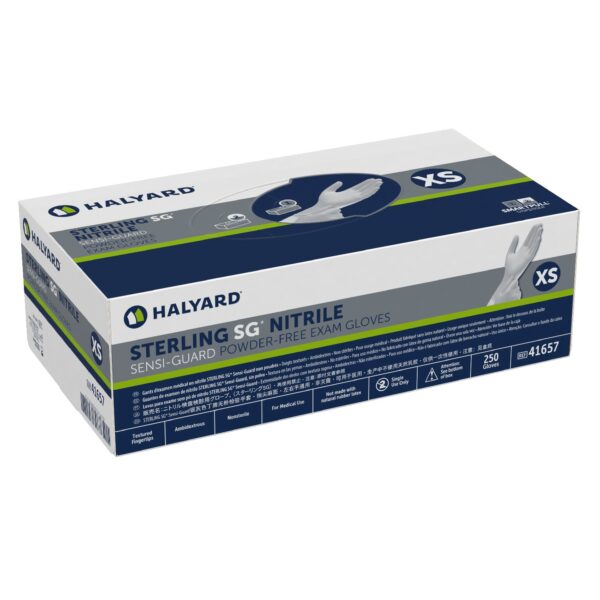 Halyard Health Sterling SG X-Small Nitrile Exam Gloves * Chemotherapy Tested, Textured Fingertips, Gray - Image 2