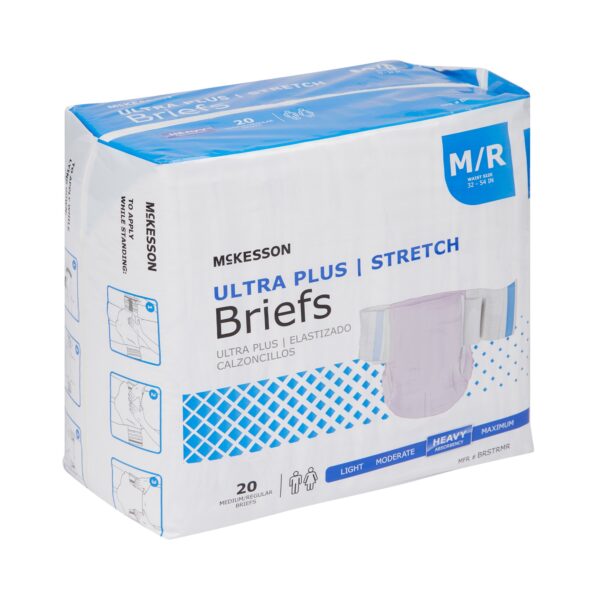 McKesson Ultra Plus Stretch Medium Disposable Heavy Absorbency Incontinence Brief - Unisex Adult - Image 7