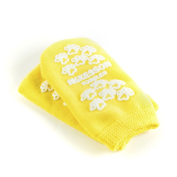McKesson Terries Unisex Toddler Slipper Socks - Single Tread, Yellow, Part #40-3850 - Image 3