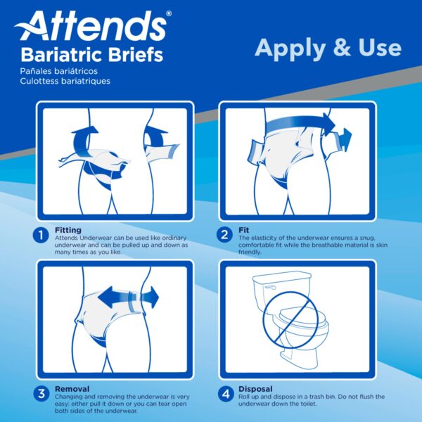 Attends Bariatric 2X-Large Unisex Adult Incontinence Brief with SecureGrip Fastening and Dry-Lock Core (Part Number DD50) - Image 5