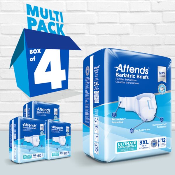 Attends Bariatric 3X-Large Disposable Heavy Absorbency Incontinence Brief - Unisex Adult - Image 5