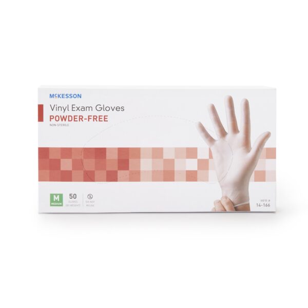 McKesson Confiderm Medium Vinyl Exam Gloves - Non-Sterile, Clear, Standard Cuff Length - Image 5