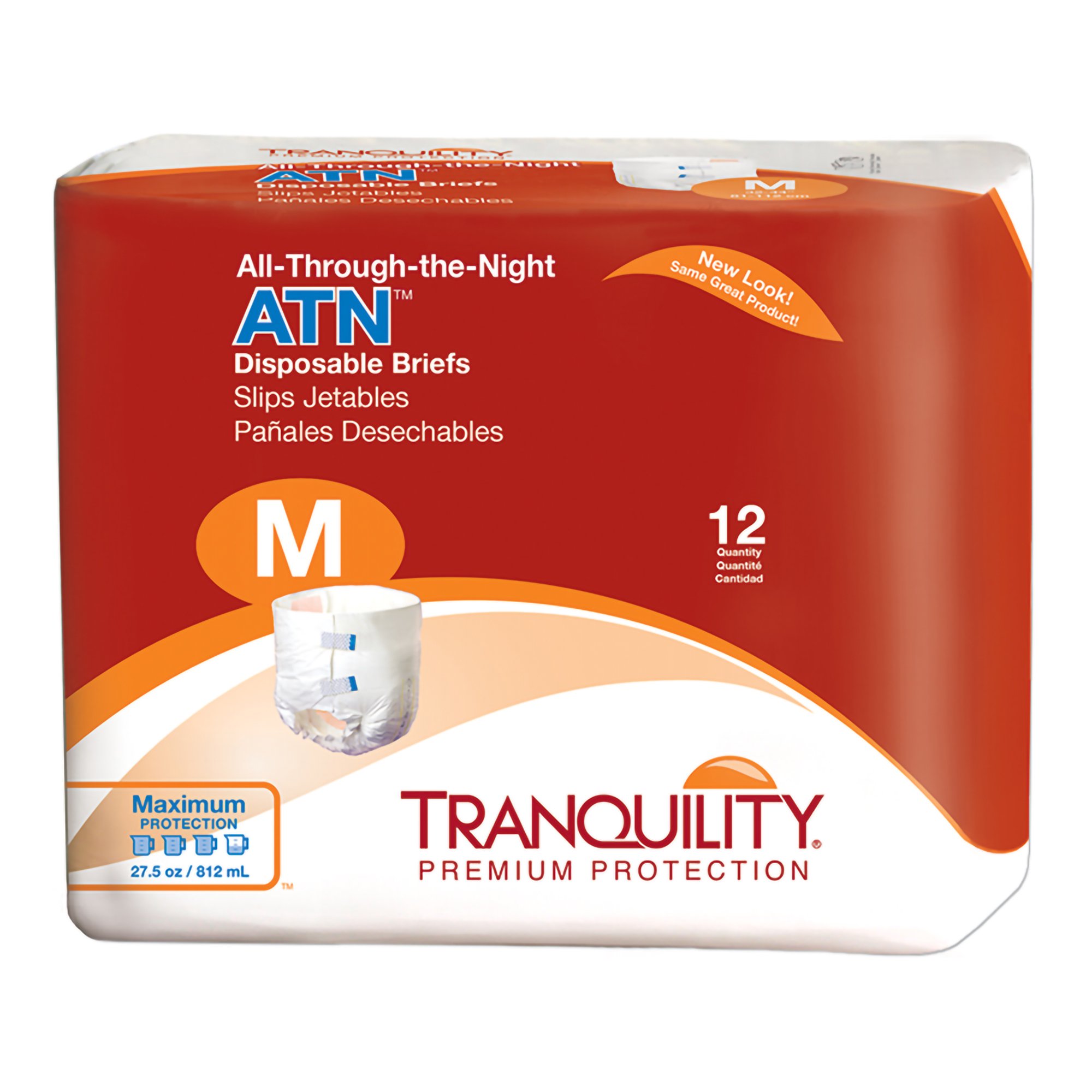 Tranquility ATN Medium Unisex Adult Incontinence Brief - Heavy Absorbency Disposables
