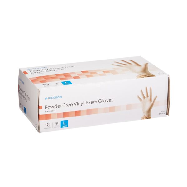 McKesson Large NonSterile Vinyl Exam Gloves - Clear, Standard Cuff, Powder-Free - Image 6