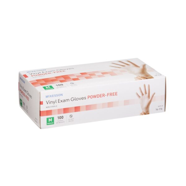 McKesson Exam Glove Medium Non-Sterile Vinyl with Standard Cuff * Clear, Smooth Finish - Image 6
