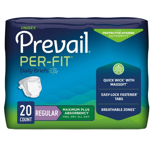 Prevail Per-Fit Maximum Plus Regular Adult Incontinence Brief - Heavy Absorbency, Size 40-49 Inches